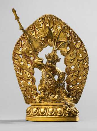 Vergoldete Bronze des Dorje Drakden mit Weihegaben - Foto 1