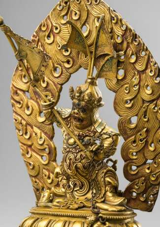 Vergoldete Bronze des Dorje Drakden mit Weihegaben - Foto 2
