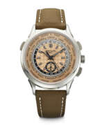 Produktkatalog. PATEK PHILLIPE, STAINLESS STEEL FLYBACK CHRONOGRAPH WORLD TIME WRISTWATCH, REF. 5935A-001