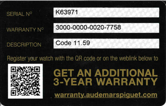 AUDEMARS PIGUET, WHITE GOLD 'CODE 11.59', REF. 15210BC - photo 5