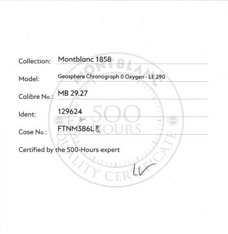 MONTBLANC, LIMITED EDITION TITANIUM ' 1858 GEOSPHERE CHRONOGRAPH 0 OXYGEN', REF. MB129624 - photo 7