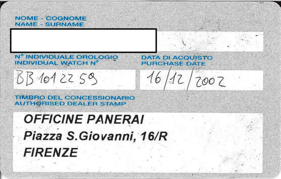 PANERAI, LIMITED EDITION TITANIUM 'LUMINOR AMERIGO VESPUCCI', REF. PAM82 - Foto 6