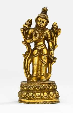 Feuervergoldete Bronze eines stehenden Bodhisattva - Foto 1
