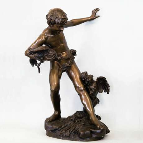 Boy with Roosters Paul CHEVRE Patinated bronze 19th century - photo 6