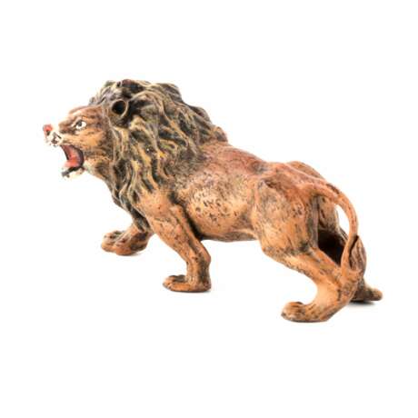 Miniature en bronze de Vienne Lion usines Bergman. Polychrome painting Early 20th century - Foto 5
