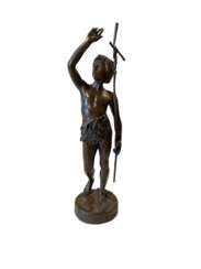 Emile Laporte (1858-1907) &amp; Siot Paris Bronze Figure of a Boy with Cross