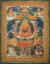 Thangka mit der Darstellung des "Gekrönten Buddha"