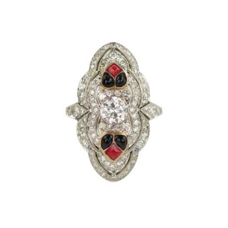 White gold ring with diamonds and enamel in Art Deco style. 20th century. Enamel 20th century - photo 2