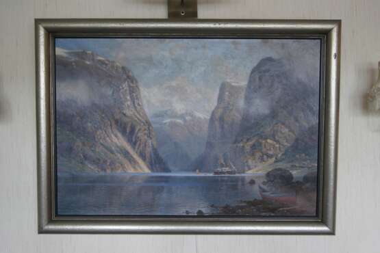 Vue sur le fjord norv&eacute;gien Johannes Harders (Allemand 1871-1950) oil painting realism At the turn of 19th -20th century - photo 3