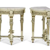A PAIR OF LOUIS XVI GREY AND CREAM-PAINTED WALNUT DEMILUNE CONSOLE TABLES - photo 4