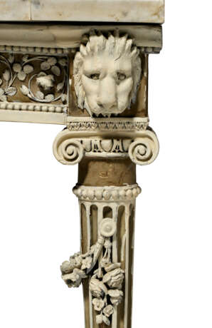 A PAIR OF LOUIS XVI GREY AND CREAM-PAINTED WALNUT DEMILUNE CONSOLE TABLES - photo 6