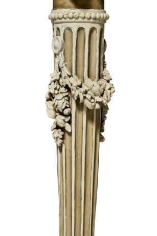 A PAIR OF LOUIS XVI GREY AND CREAM-PAINTED WALNUT DEMILUNE CONSOLE TABLES - photo 8
