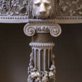 A PAIR OF LOUIS XVI GREY AND CREAM-PAINTED WALNUT DEMILUNE CONSOLE TABLES - photo 9