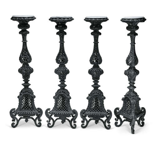 A SET OF FOUR LOUIS XIV WROUGHT-IRON TORCHERES - photo 1