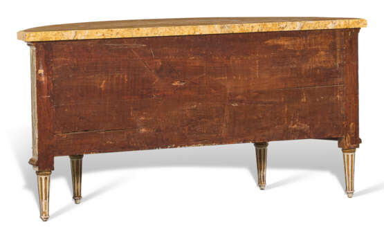 A NORTH ITALIAN BRASS-MOUNTED CREAM-PAINTED AND PARCEL-GILT DEMILUNE COMMODE - photo 7