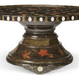 A JAPANESE EXPORT BRASS-MOUNTED, PORCELAIN-INSET AND BLACK AND GILT LACQUER CENTER TABLE - photo 1