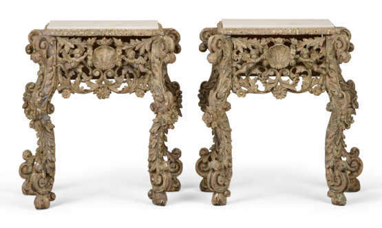 A PAIR OF CHARLES II SILVERED-WOOD SIDE TABLES - photo 1