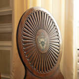 A SET OF FOUR GEORGE III POLYCHROME-DECORATED MAHOGANY HALL CHAIRS - photo 2