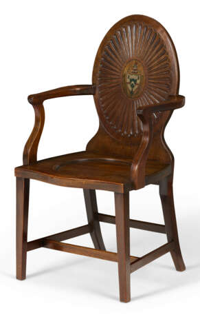 A SET OF FOUR GEORGE III POLYCHROME-DECORATED MAHOGANY HALL CHAIRS - фото 5 A SET OF FOUR GEORGE III POLYCHROME-DECORATED MAHOGANY HALL CHAIRS - фото 5