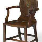 A SET OF FOUR GEORGE III POLYCHROME-DECORATED MAHOGANY HALL CHAIRS - photo 5