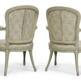 A PAIR OF GEORGE III CREAM AND GREEN-PAINTED OPEN ARMCHAIRS - photo 3