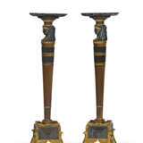A PAIR OF EGYPTIAN REVIVAL MAHOGANY, PARCEL-EBONIZED, AND PARCEL-GILT TORCHERES - photo 3