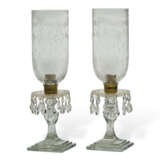 A PAIR OF ENGLISH MOLDED, CUT AND ETCHED GLASS PHOTOPHORES - photo 1
