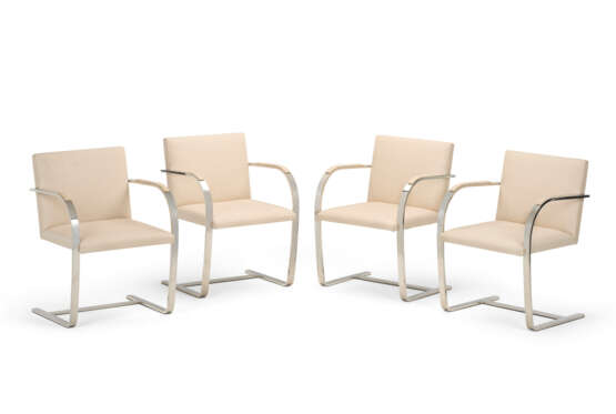 A SET OF FOUR CHROMED FLAT STEEL 'BRNO' ARMCHAIRS - photo 1