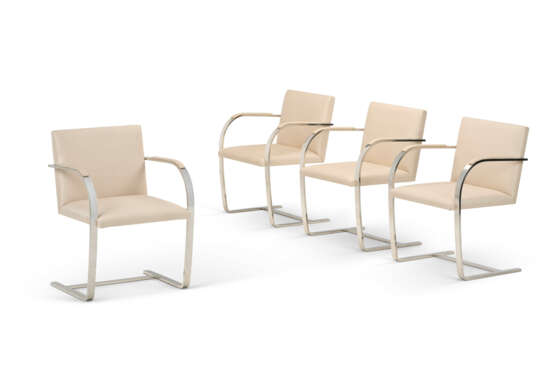 A SET OF FOUR CHROMED FLAT STEEL 'BRNO' ARMCHAIRS - photo 1