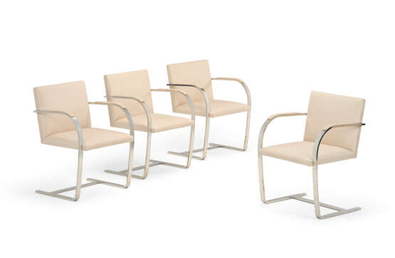 A SET OF FOUR CHROMED FLAT STEEL 'BRNO' ARMCHAIRS - photo 1