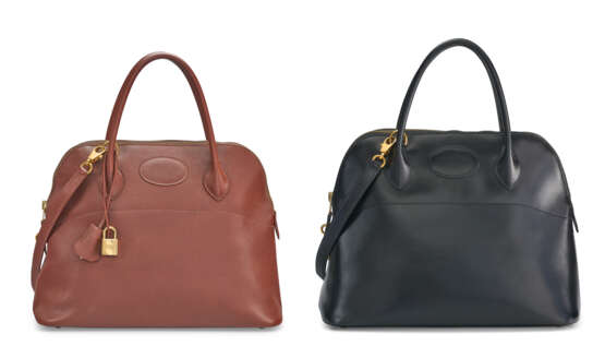 A SET OF TWO: A BLACK CALF BOX LEATHER BOLIDE 31 & A NOISETTE COURCHEVEL BOLIDE 31 WITH GOLD HARDWARE - photo 1