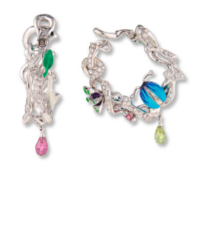 DIOR DIAMOND, ENAMEL AND MULTI-GEM HOOP EARRINGS - photo 2