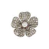 LATE 19TH CENTURY DIAMOND AND RUBY FLOWER BROOCH - photo 1