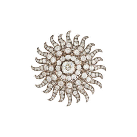 LATE 19TH CENTURY DIAMOND SUNBURST BROOCH - photo 1