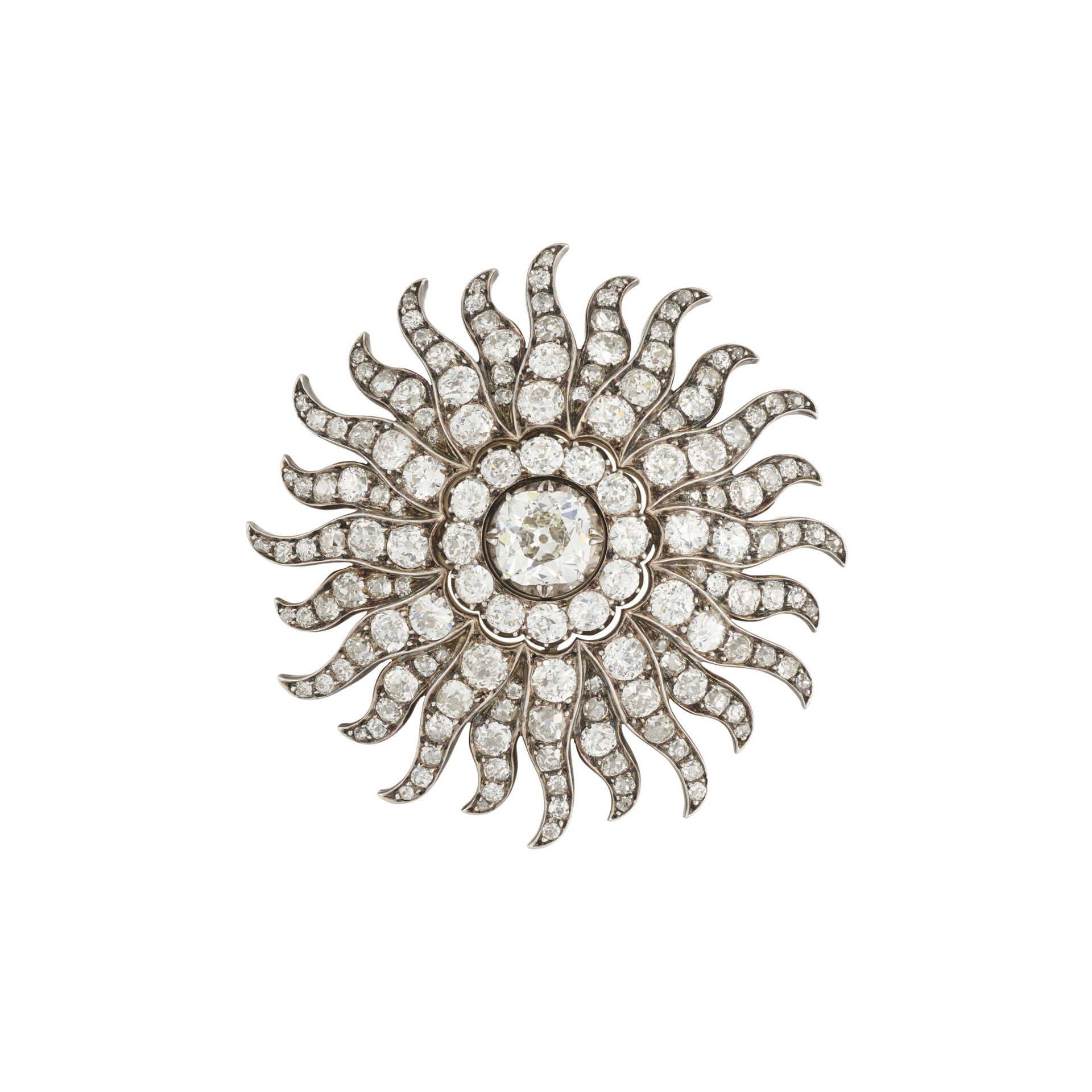 LATE 19TH CENTURY DIAMOND SUNBURST BROOCH