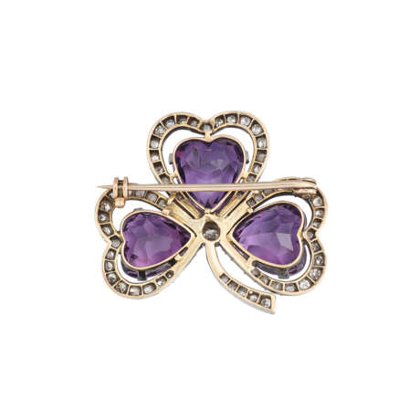 LATE 19TH CENTURY AMETHYST AND DIAMOND SHAMROCK BROOCH - photo 2