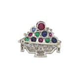 BOUCHERON ART DECO GEM SET AND DIAMOND GIARDINETTO BROOCH - Foto 2