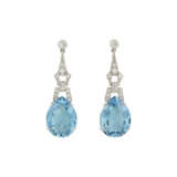 ART DECO AQUAMARINE AND DIAMOND EARRINGS - photo 1