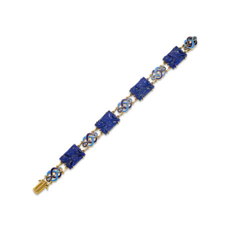 CARTIER LAPIS LAZULI, ENAMEL AND SEED PEARL BRACELET - photo 1