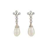 NATURAL PEARL AND DIAMOND EARRINGS - фото 1
