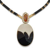 GRIMA AGATE, FIRE OPAL AND DIAMOND PENDANT, 1990s - Foto 2