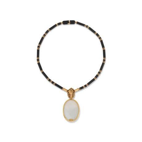 GRIMA AGATE, FIRE OPAL AND DIAMOND PENDANT, 1990s - Foto 3