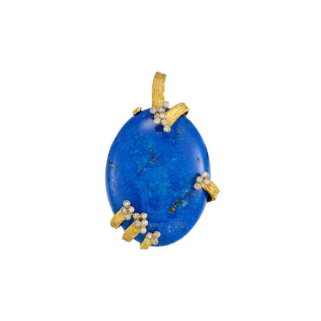 GRIMA LAPIS LAZULI AND DIAMOND EARRING AND PENDANT SET, 1990s - photo 2