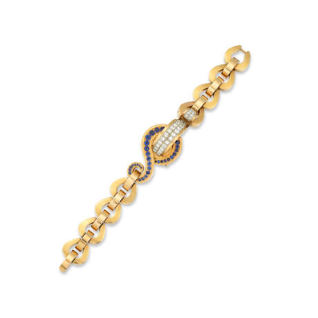 RETRO SAPPHIRE AND DIAMOND BRACELET WITH ROLEX WATCH - photo 1