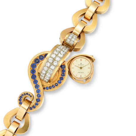 RETRO SAPPHIRE AND DIAMOND BRACELET WITH ROLEX WATCH - photo 3