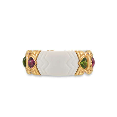 BULGARI 'CHANDRA' PORCELAIN, TOURMALINE AND PERIDOT BRACELET AND EARRINGS - Foto 3