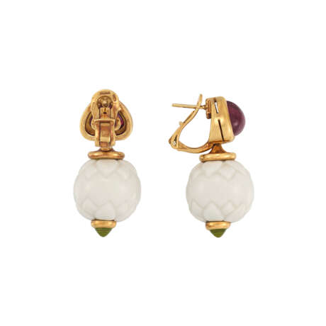 BULGARI 'CHANDRA' PORCELAIN, TOURMALINE AND PERIDOT BRACELET AND EARRINGS - Foto 6