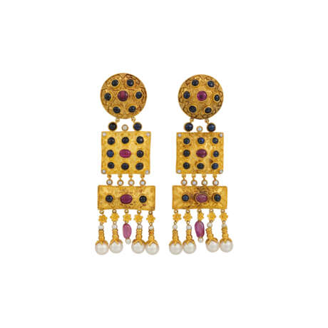 LALAOUNIS GEM SET AND PEARL 'BYZANTINE' EARRINGS - photo 1