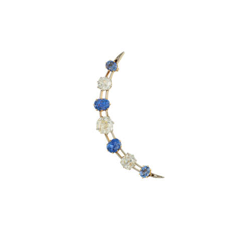 LATE 19TH CENTURY SAPPHIRE AND DIAMOND CRESCENT BROOCH - photo 1