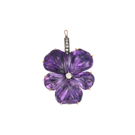 AMETHYST AND DIAMOND PANSY PENDANT - photo 1